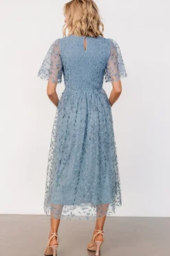 Online Baltic Born Kendra Embroidered Dress | Dusty Blue DustyBlue