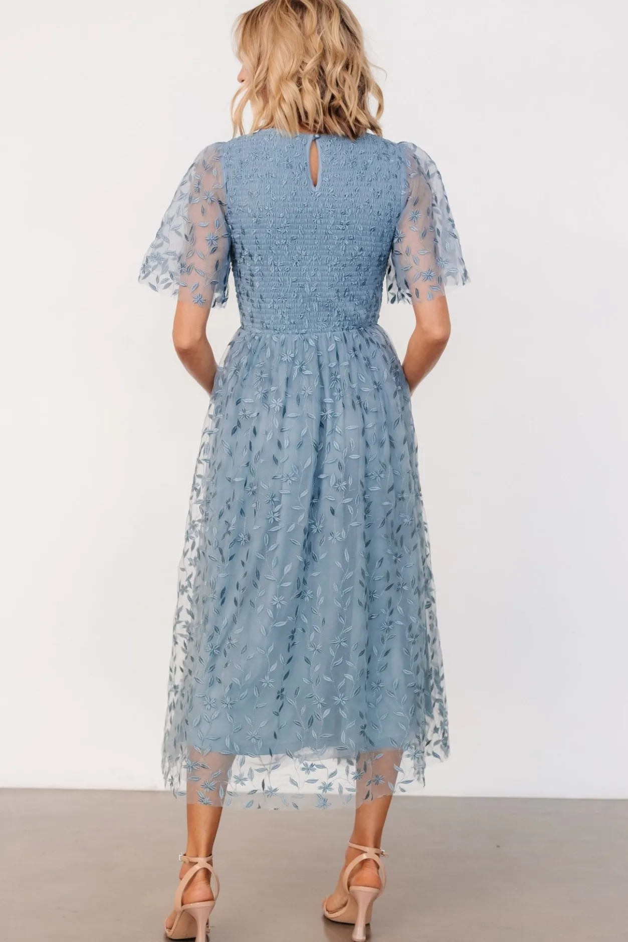 Online Baltic Born Kendra Embroidered Dress | Dusty Blue DustyBlue