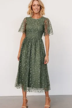 Clearance Baltic Born Kendra Embroidered Dress | Dark Sage DarkSage