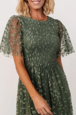 Clearance Baltic Born Kendra Embroidered Dress | Dark Sage DarkSage