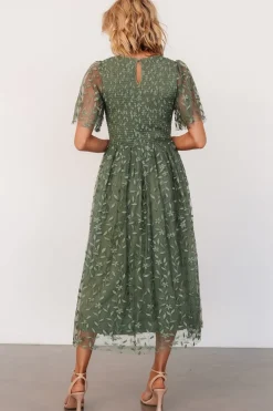 Clearance Baltic Born Kendra Embroidered Dress | Dark Sage DarkSage