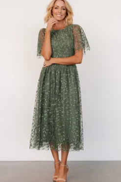 Clearance Baltic Born Kendra Embroidered Dress | Dark Sage DarkSage