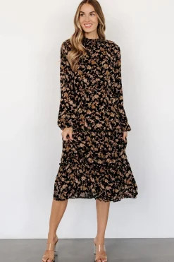 Clearance Baltic Born Kenice Mock Neck Dress | Black + Camel Print Black+CamelPrint