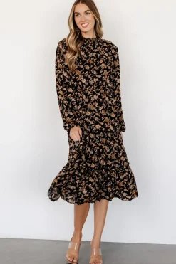 Clearance Baltic Born Kenice Mock Neck Dress | Black + Camel Print Black+CamelPrint