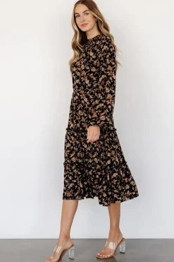 Clearance Baltic Born Kenice Mock Neck Dress | Black + Camel Print Black+CamelPrint