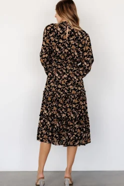 Clearance Baltic Born Kenice Mock Neck Dress | Black + Camel Print Black+CamelPrint