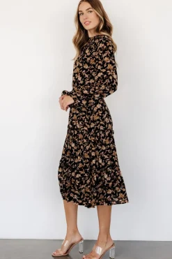 Clearance Baltic Born Kenice Mock Neck Dress | Black + Camel Print Black+CamelPrint
