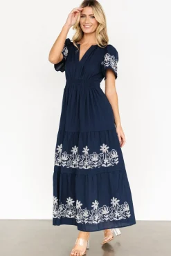 Hot Baltic Born Kennedy Embroidered Maxi Dress | Blue