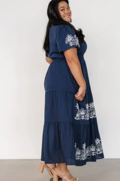 Hot Baltic Born Kennedy Embroidered Maxi Dress | Blue