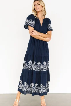 Hot Baltic Born Kennedy Embroidered Maxi Dress | Blue