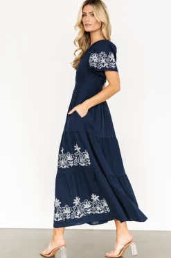 Hot Baltic Born Kennedy Embroidered Maxi Dress | Blue