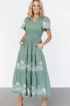 Fashion Baltic Born Kennedy Embroidered Maxi Dress | Dark Sage DarkSage