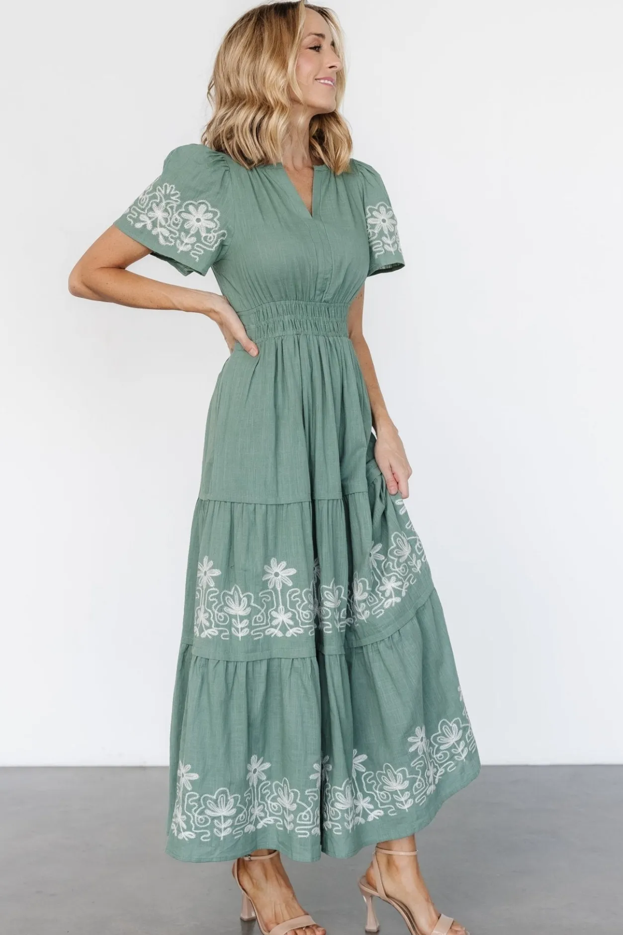 Fashion Baltic Born Kennedy Embroidered Maxi Dress | Dark Sage DarkSage
