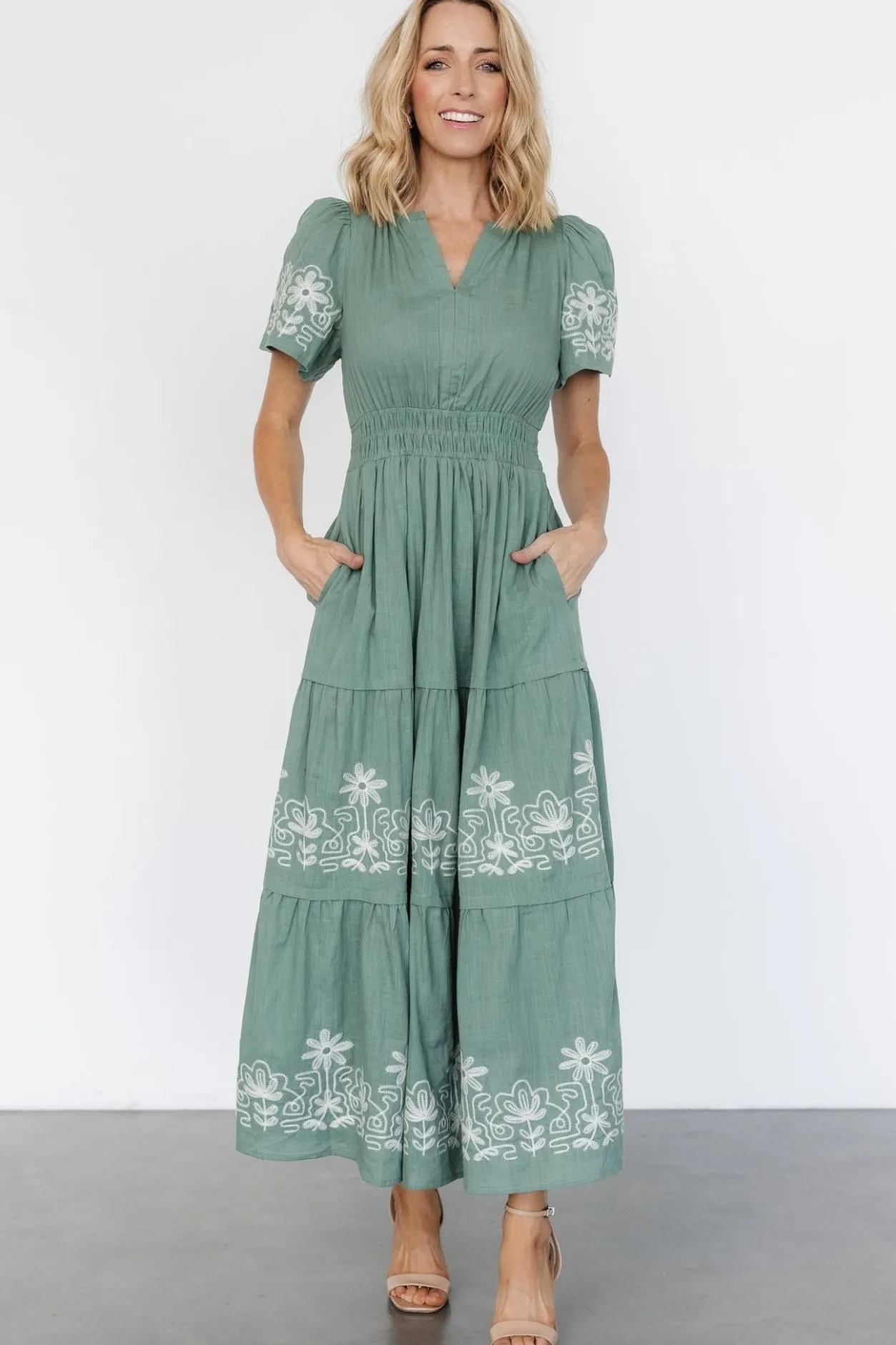 Fashion Baltic Born Kennedy Embroidered Maxi Dress | Dark Sage DarkSage
