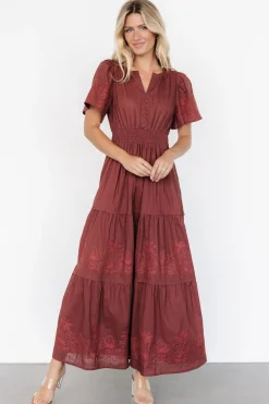 Sale Baltic Born Kennedy Embroidered Maxi Dress | Marsala