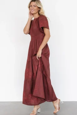 Sale Baltic Born Kennedy Embroidered Maxi Dress | Marsala