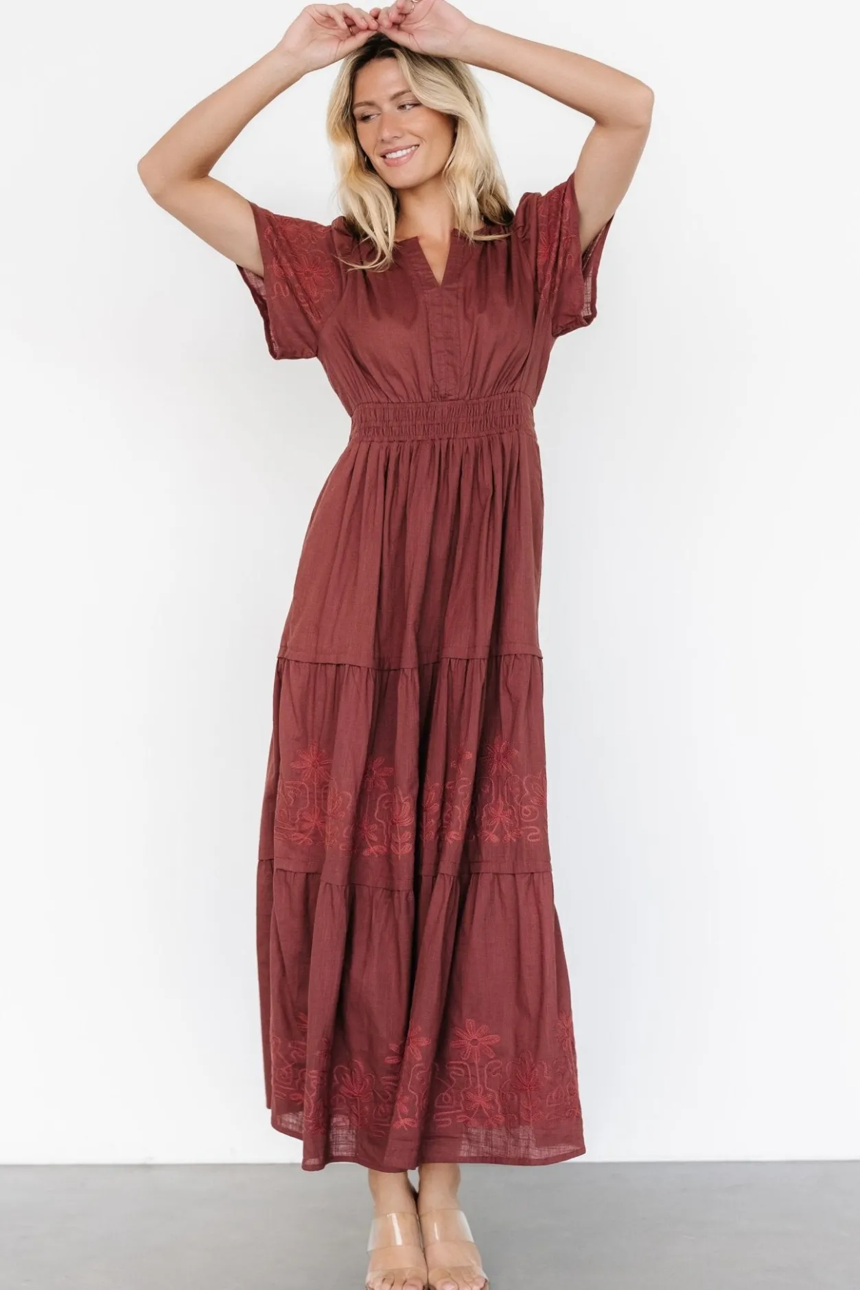 Sale Baltic Born Kennedy Embroidered Maxi Dress | Marsala
