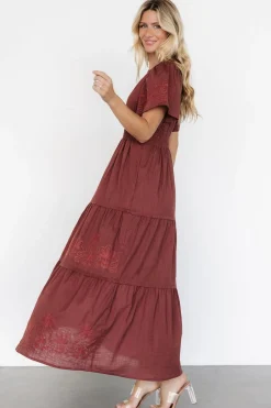Sale Baltic Born Kennedy Embroidered Maxi Dress | Marsala