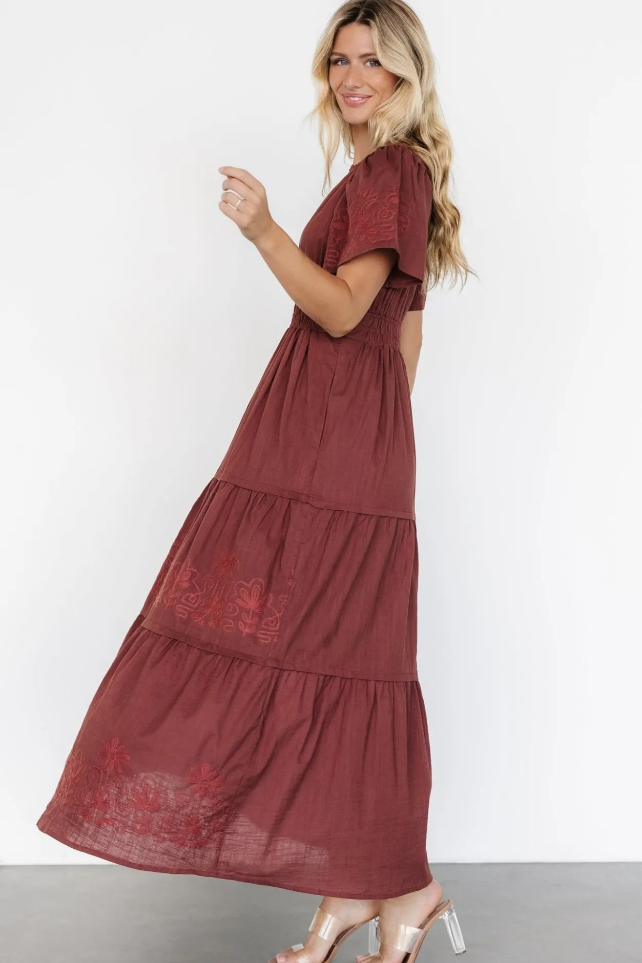 Sale Baltic Born Kennedy Embroidered Maxi Dress | Marsala