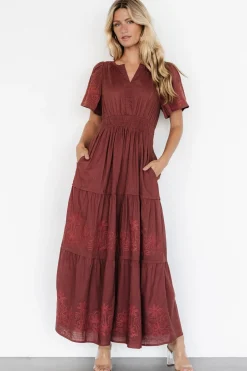 Sale Baltic Born Kennedy Embroidered Maxi Dress | Marsala