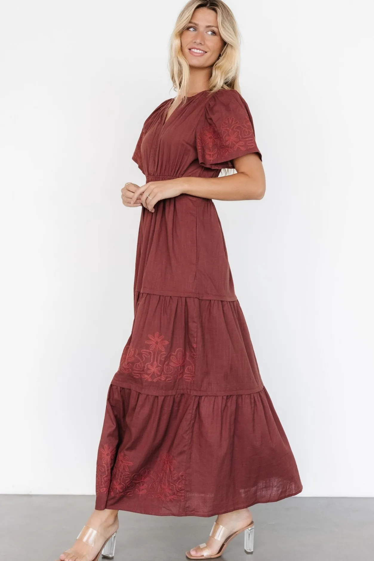 Sale Baltic Born Kennedy Embroidered Maxi Dress | Marsala