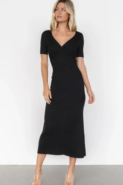 New Baltic Born Keren Ribbed Maxi Dress | Black