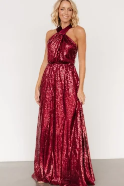 Fashion Baltic Born Khai Sequin Maxi Dress | Burgundy