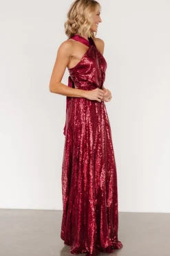 Fashion Baltic Born Khai Sequin Maxi Dress | Burgundy
