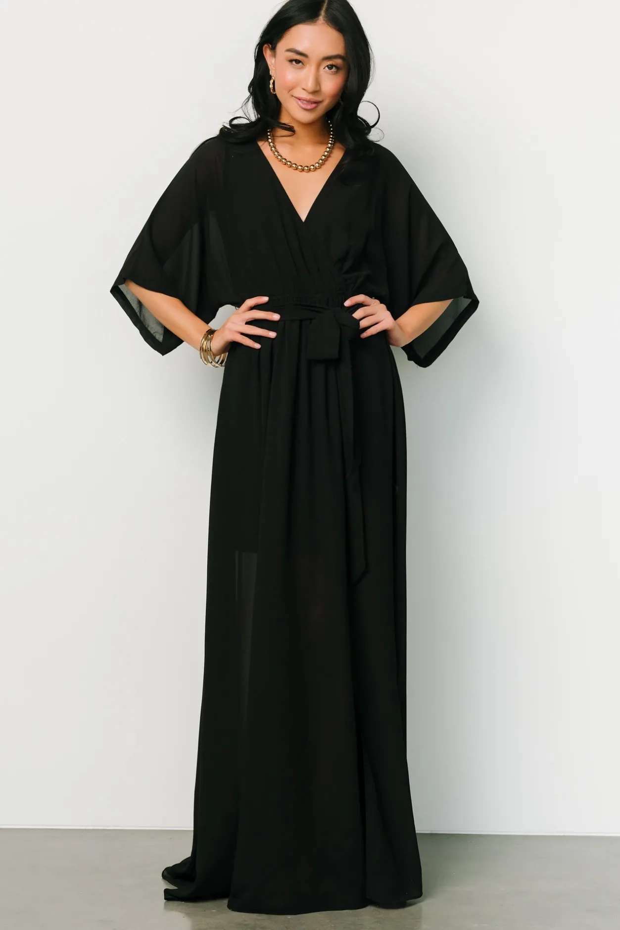 New Baltic Born Kia Kimono Maxi Dress | Black