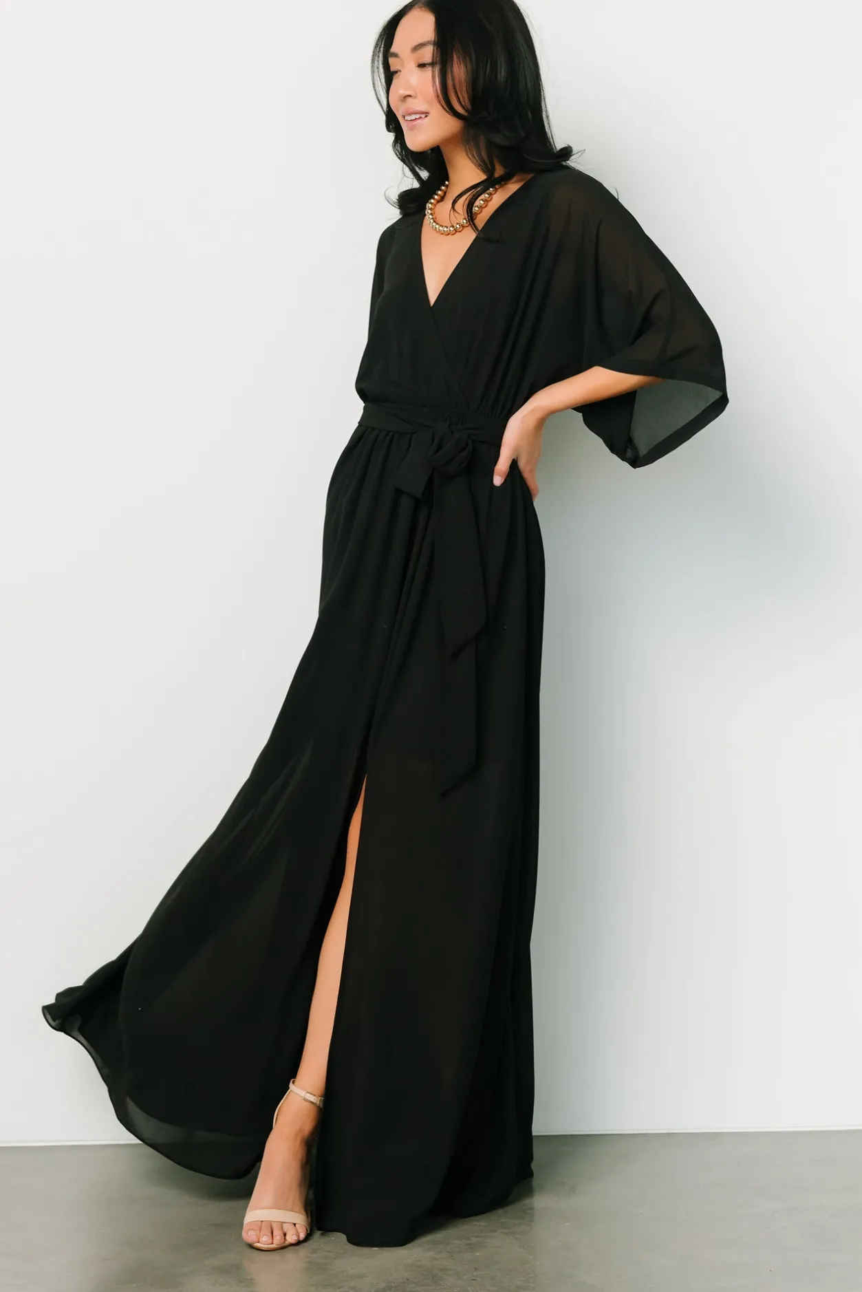New Baltic Born Kia Kimono Maxi Dress | Black