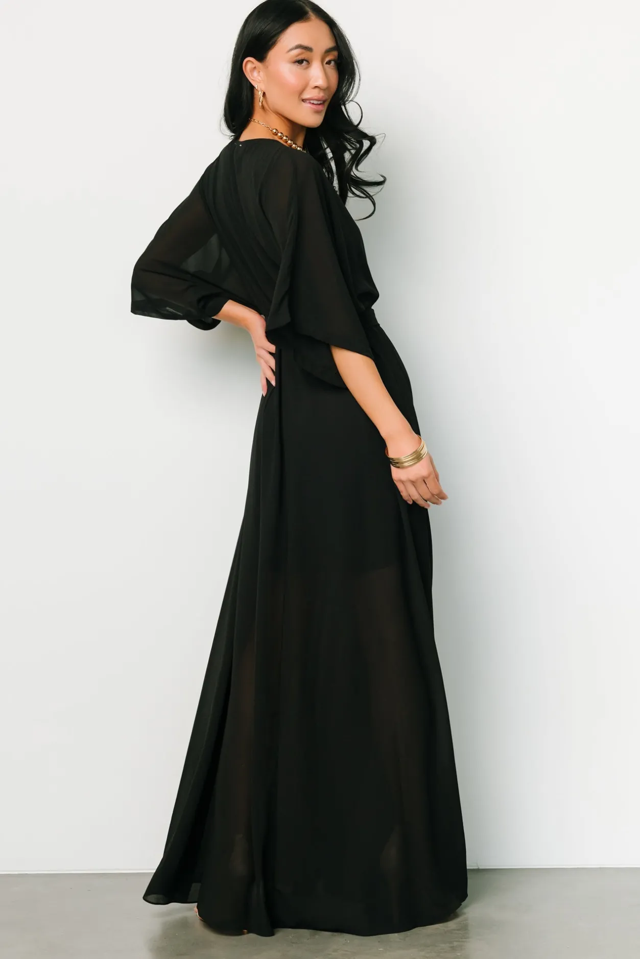 New Baltic Born Kia Kimono Maxi Dress | Black