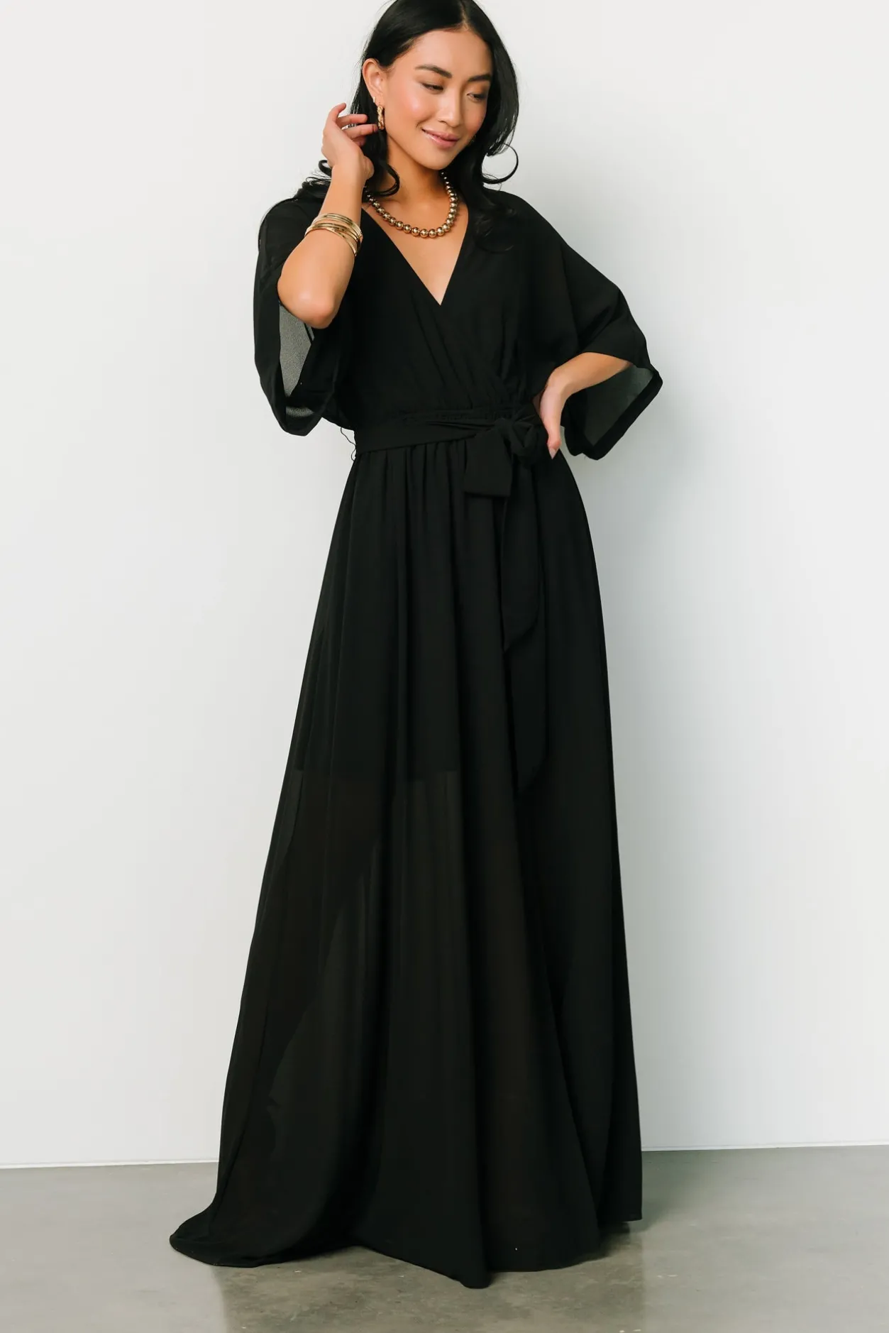 New Baltic Born Kia Kimono Maxi Dress | Black