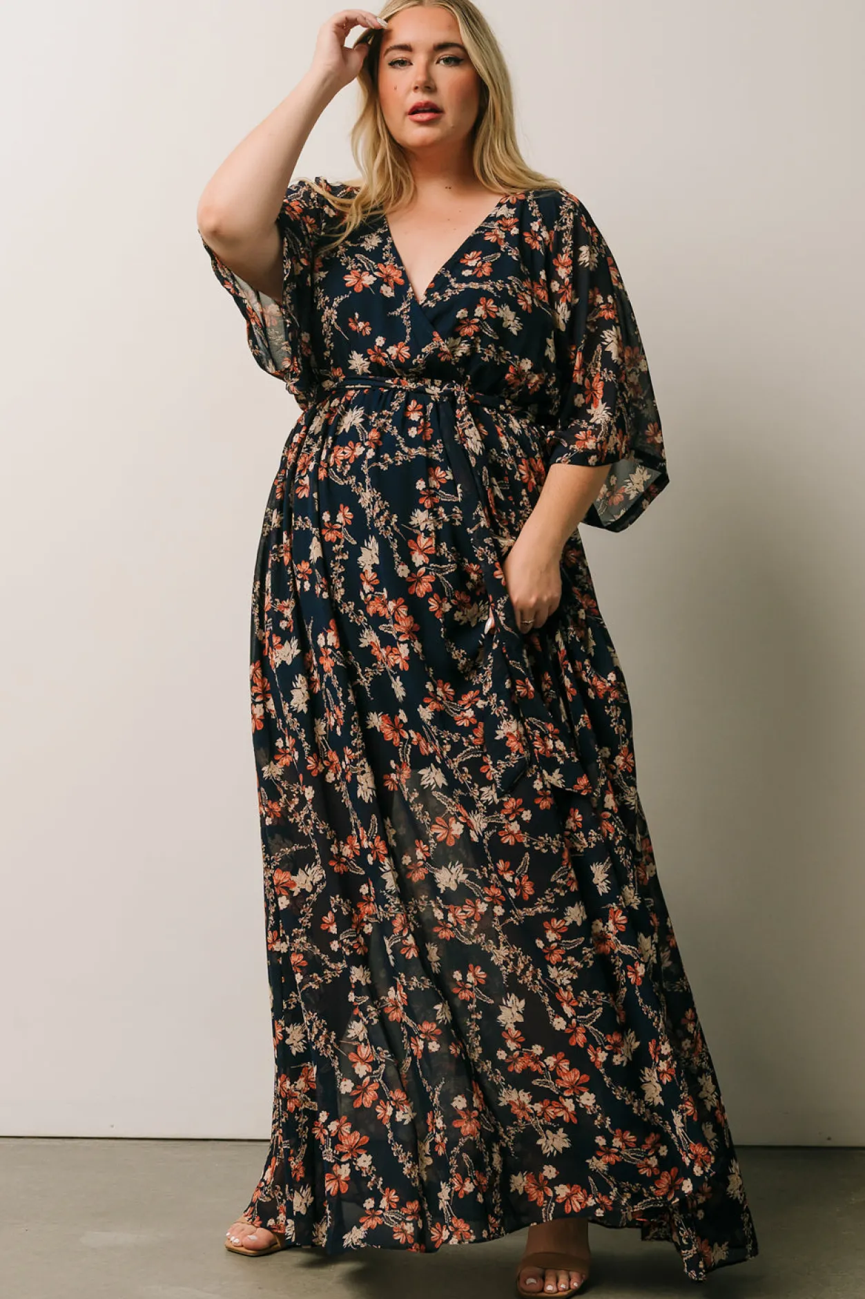 Discount Baltic Born Kia Kimono Maxi Dress | Dark Blue Floral DarkBlueFloral
