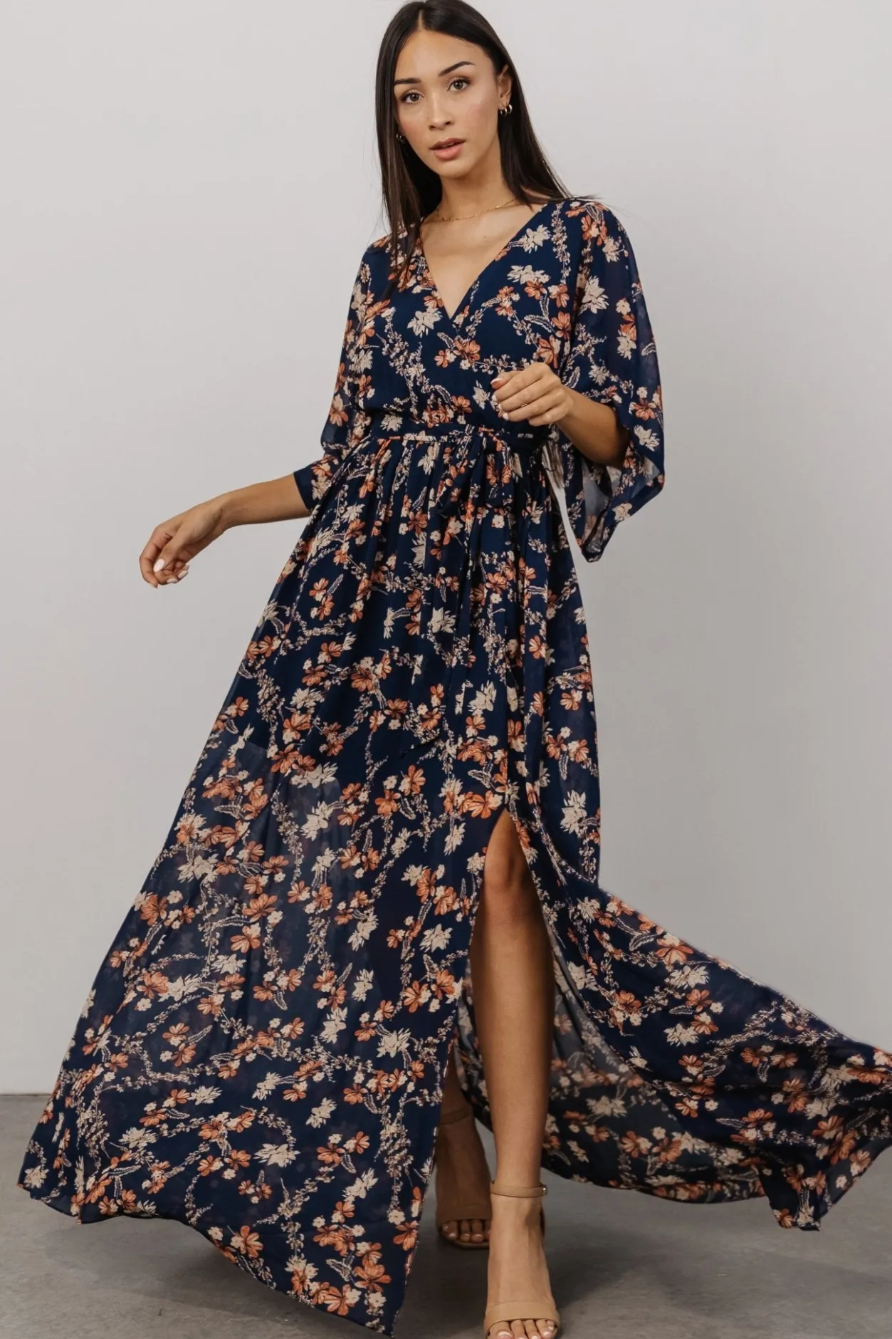 Discount Baltic Born Kia Kimono Maxi Dress | Dark Blue Floral DarkBlueFloral