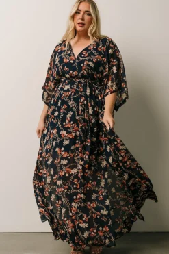 Discount Baltic Born Kia Kimono Maxi Dress | Dark Blue Floral DarkBlueFloral