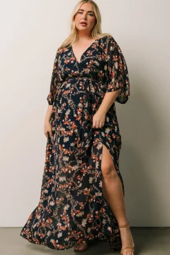 Discount Baltic Born Kia Kimono Maxi Dress | Dark Blue Floral DarkBlueFloral