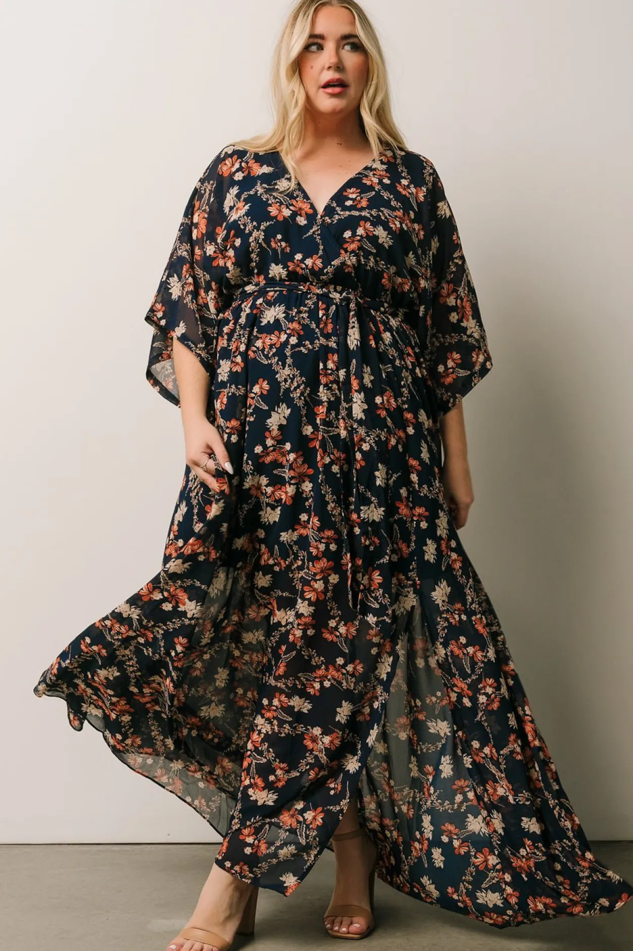 Discount Baltic Born Kia Kimono Maxi Dress | Dark Blue Floral DarkBlueFloral