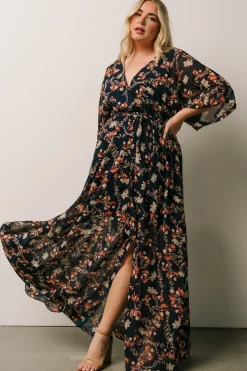 Discount Baltic Born Kia Kimono Maxi Dress | Dark Blue Floral DarkBlueFloral