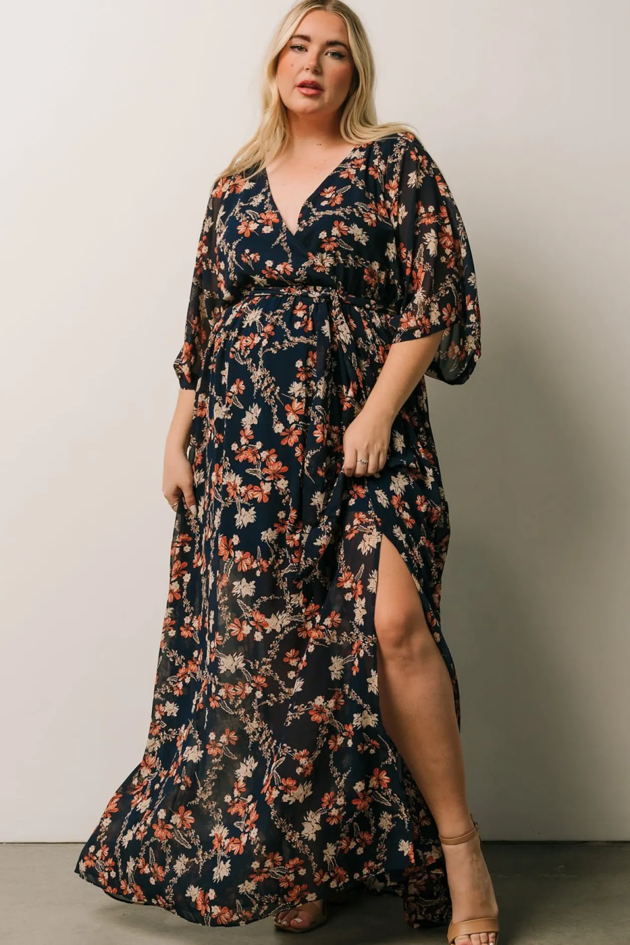 Discount Baltic Born Kia Kimono Maxi Dress | Dark Blue Floral DarkBlueFloral