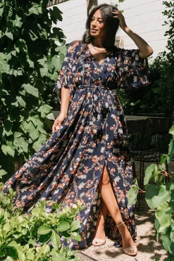 Discount Baltic Born Kia Kimono Maxi Dress | Dark Blue Floral DarkBlueFloral