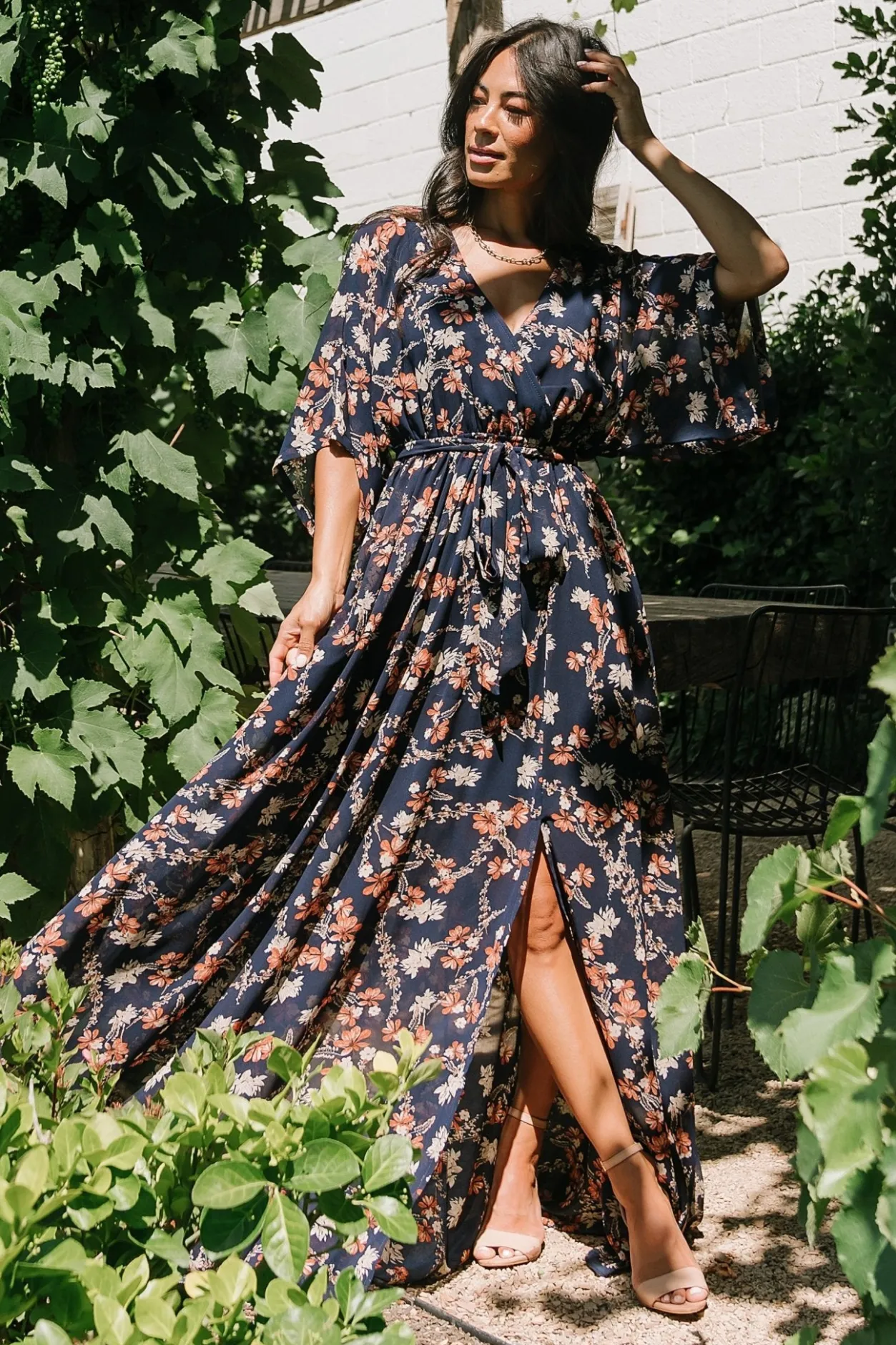 Discount Baltic Born Kia Kimono Maxi Dress | Dark Blue Floral DarkBlueFloral