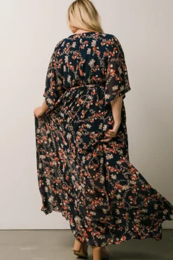 Discount Baltic Born Kia Kimono Maxi Dress | Dark Blue Floral DarkBlueFloral