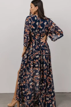 Discount Baltic Born Kia Kimono Maxi Dress | Dark Blue Floral DarkBlueFloral