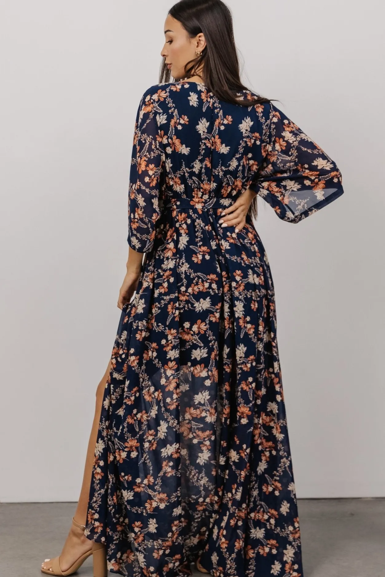 Discount Baltic Born Kia Kimono Maxi Dress | Dark Blue Floral DarkBlueFloral