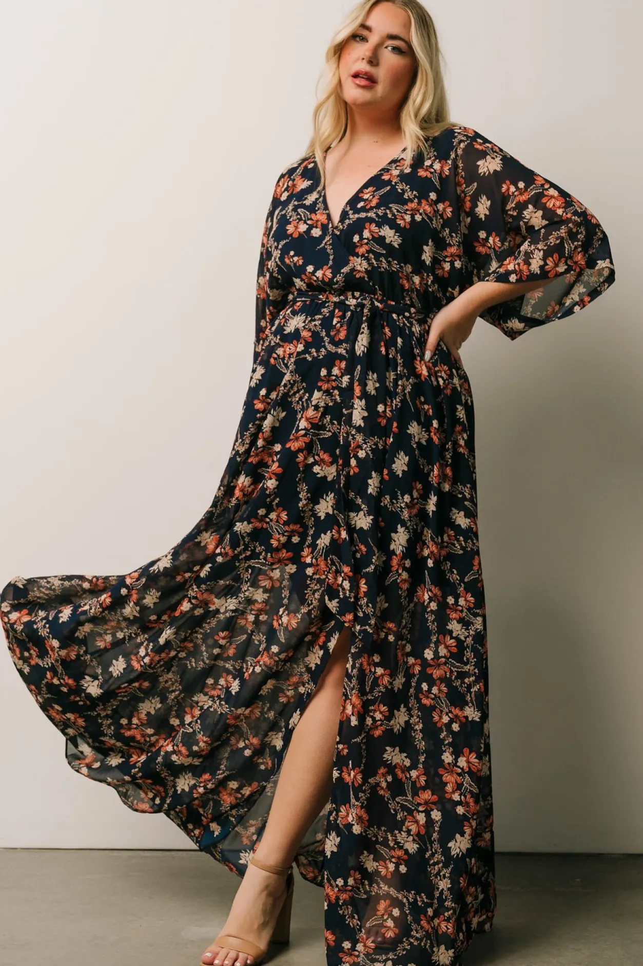 Discount Baltic Born Kia Kimono Maxi Dress | Dark Blue Floral DarkBlueFloral