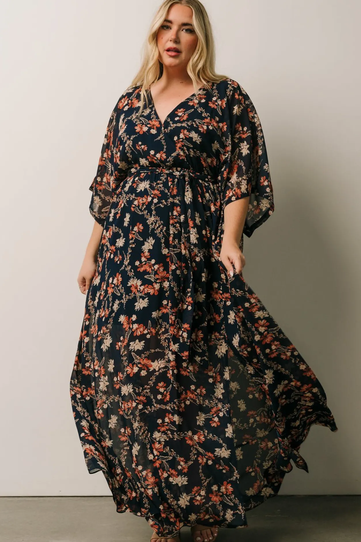 Discount Baltic Born Kia Kimono Maxi Dress | Dark Blue Floral DarkBlueFloral