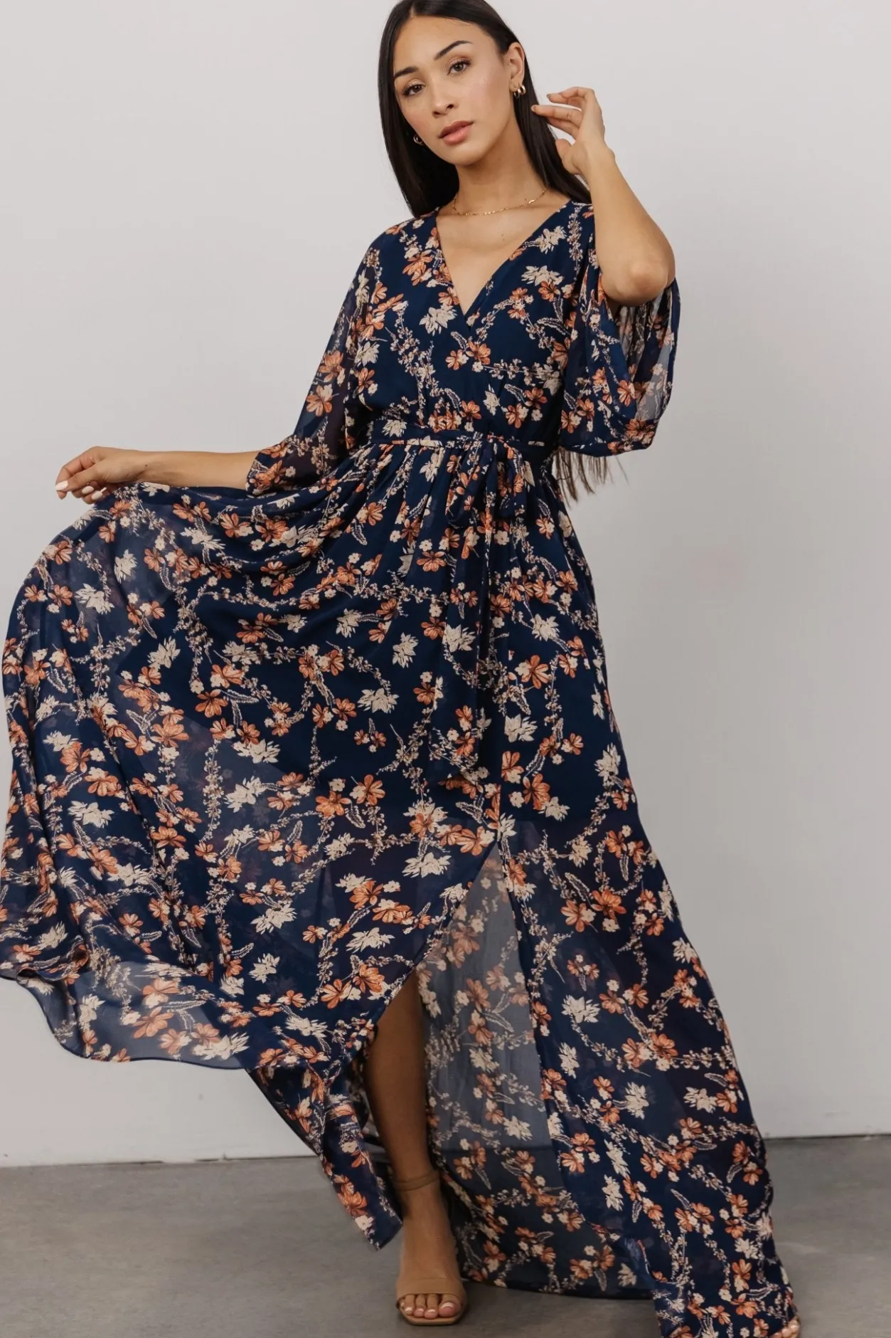 Discount Baltic Born Kia Kimono Maxi Dress | Dark Blue Floral DarkBlueFloral
