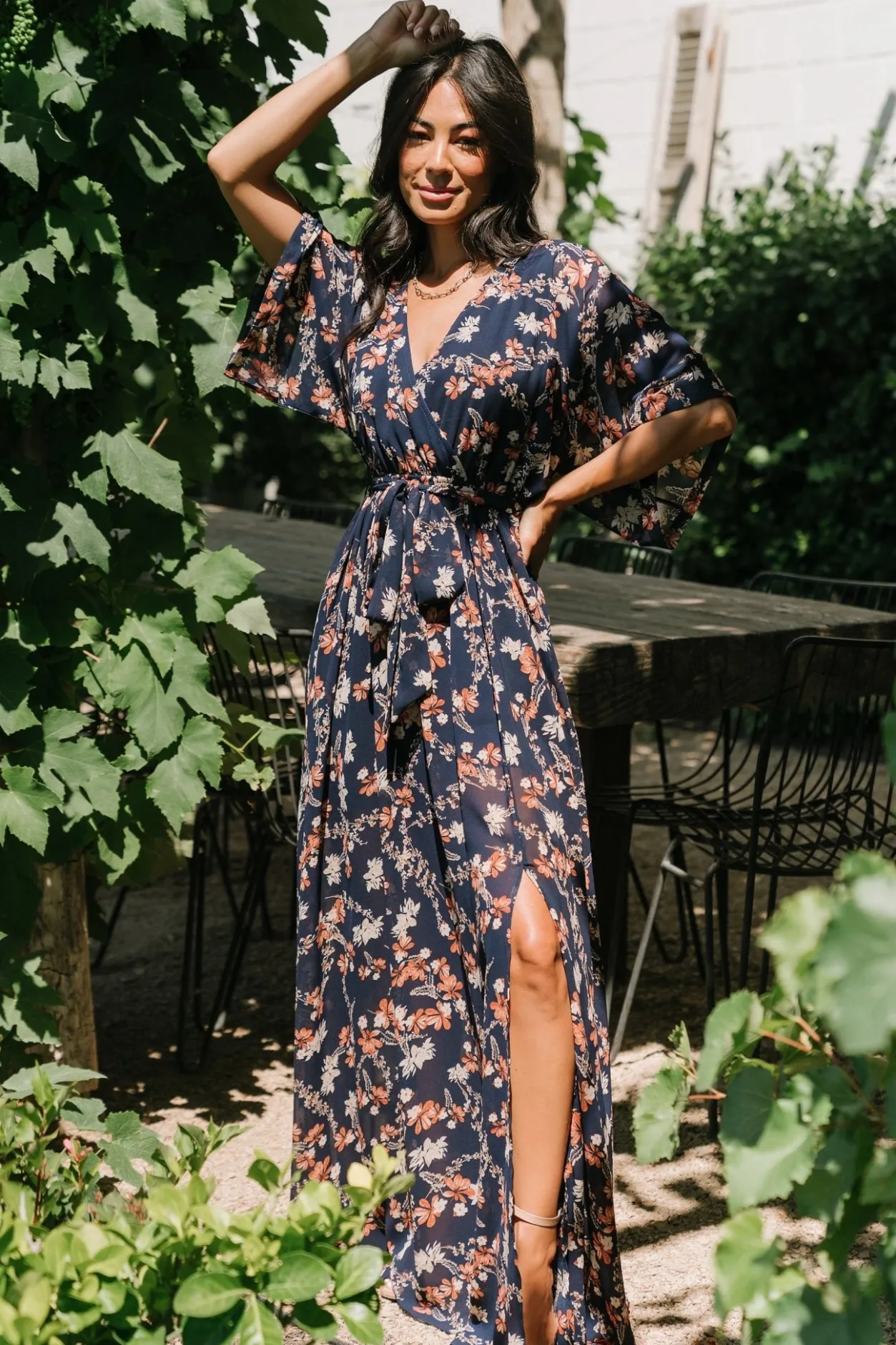Discount Baltic Born Kia Kimono Maxi Dress | Dark Blue Floral DarkBlueFloral