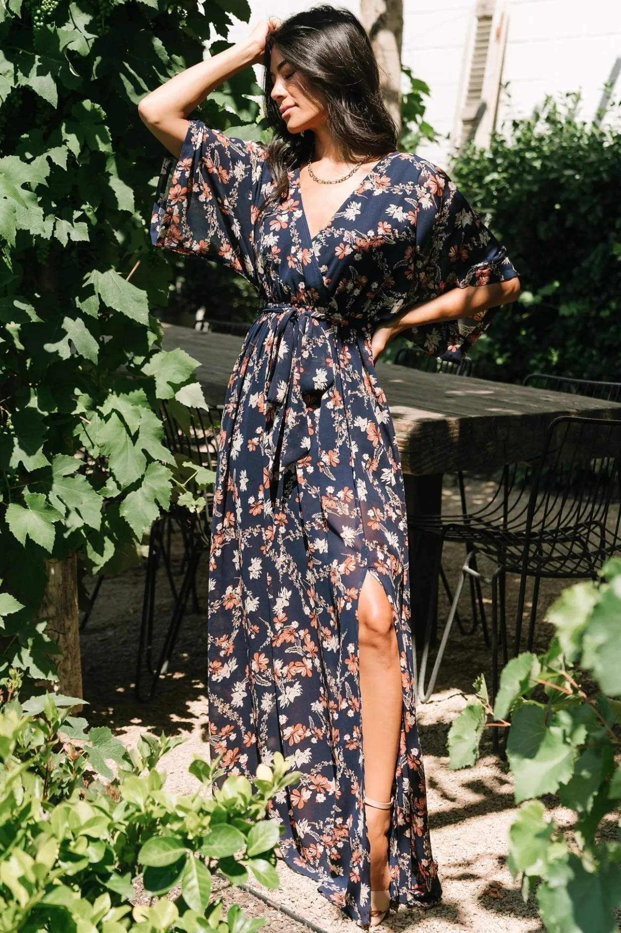 Discount Baltic Born Kia Kimono Maxi Dress | Dark Blue Floral DarkBlueFloral