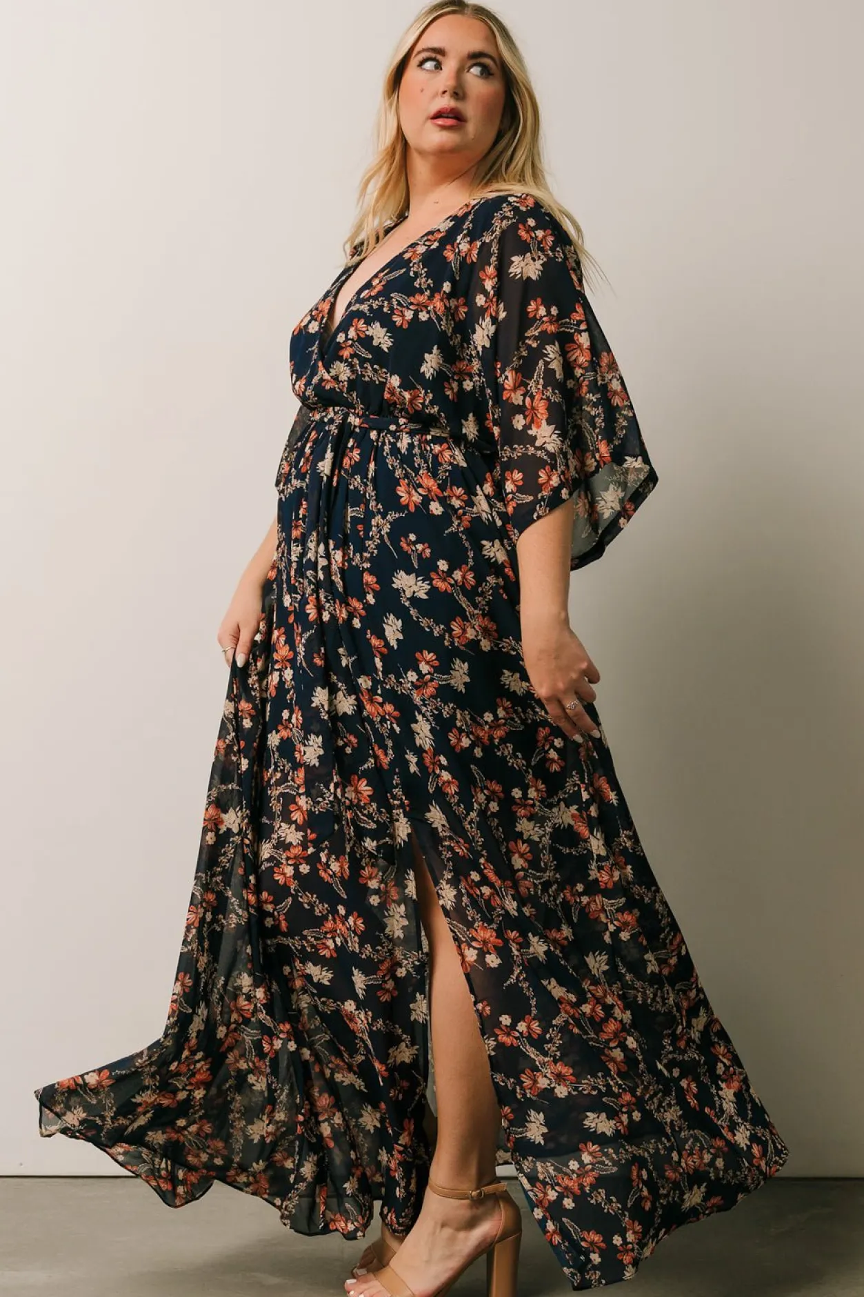 Discount Baltic Born Kia Kimono Maxi Dress | Dark Blue Floral DarkBlueFloral